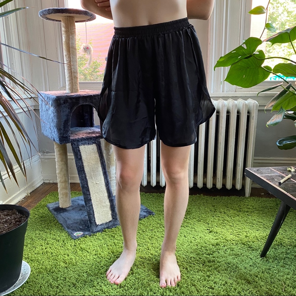 Silky basketball style shorts